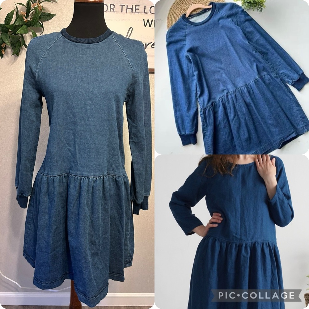 Zara denim ruffle above knee dress